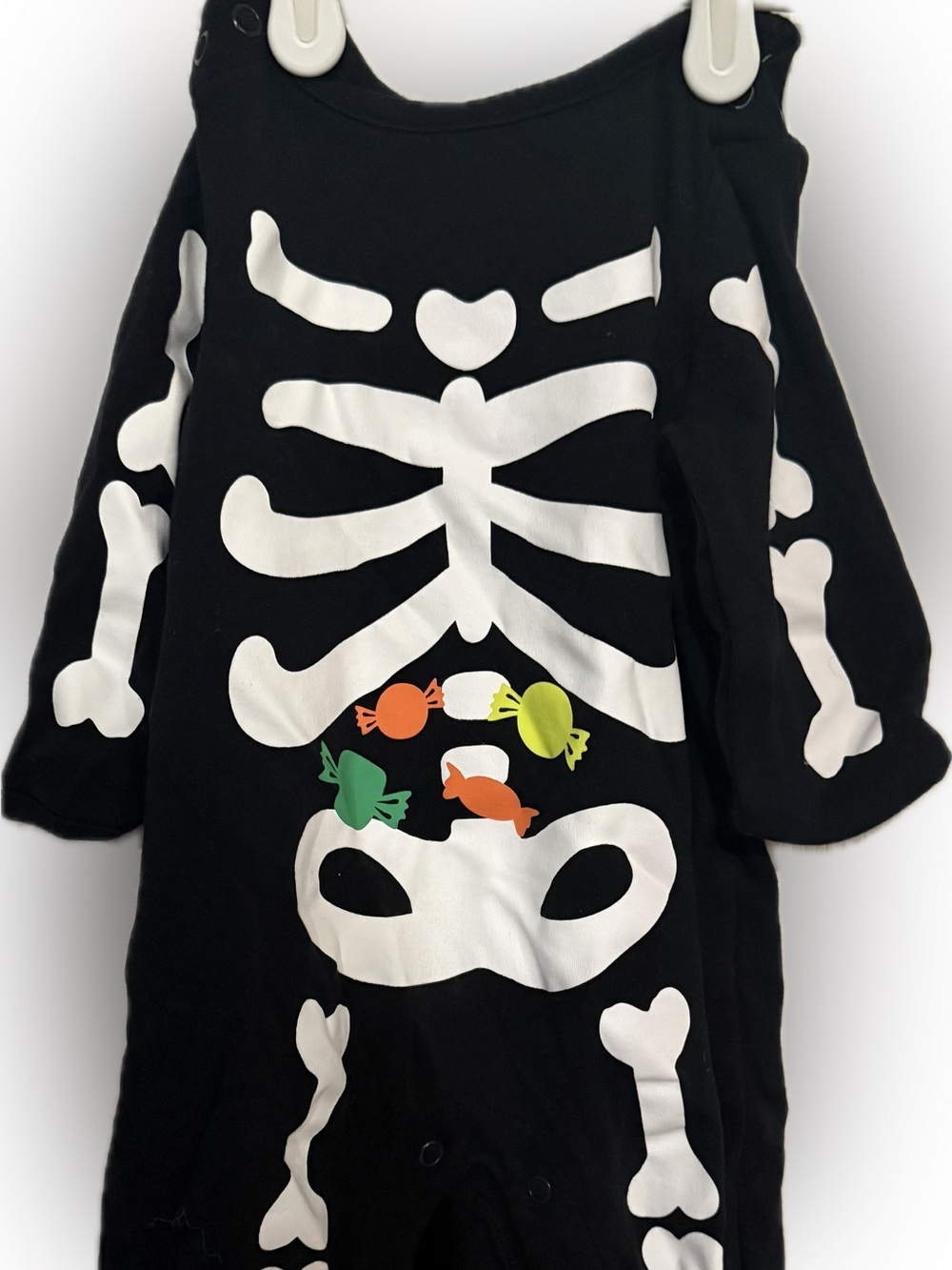 Skeleton Candy-Print Kids Costume Romper - Black
